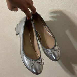 Silver ballet flats with heel